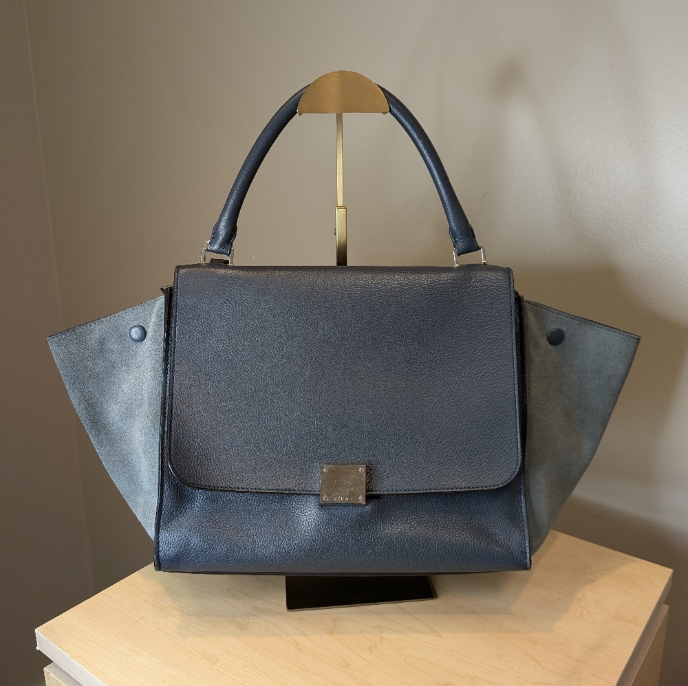 Celine medium trapeze bag in two tone blue